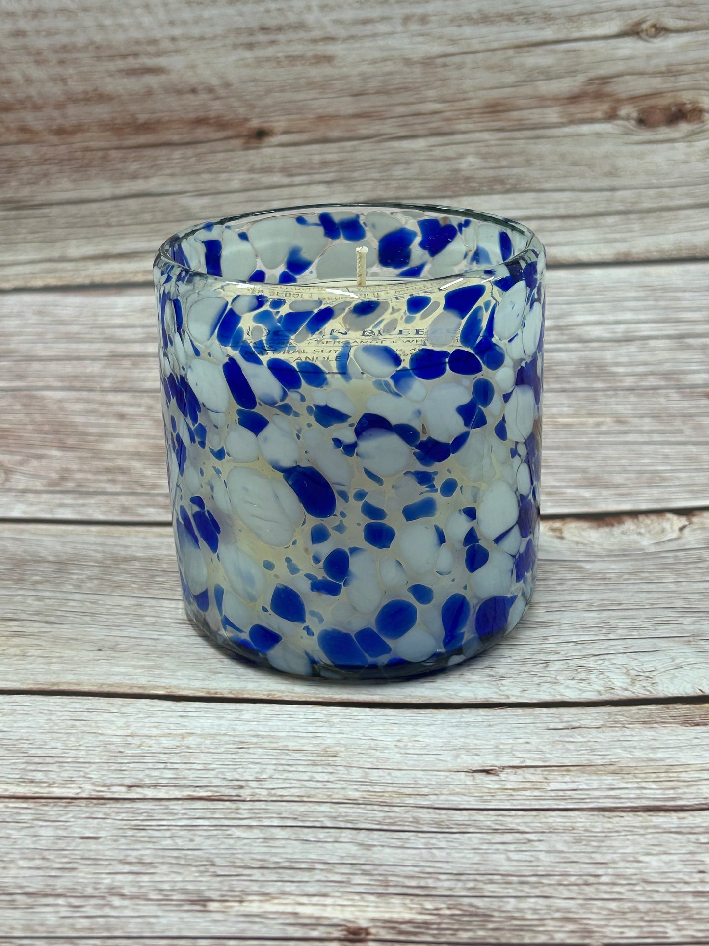 Handblown Glass Soy Candle, Ocean Breeze