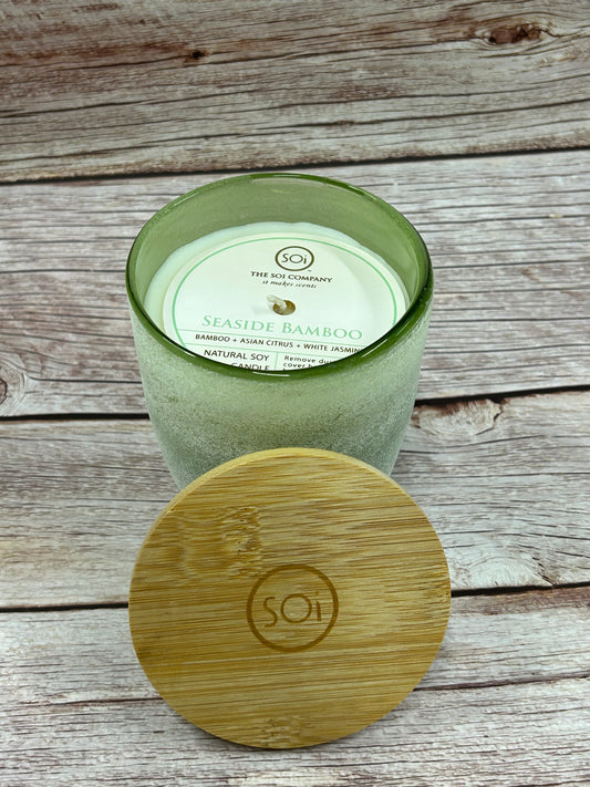 13-ounce Sea Glass Soy Candle, Seaside Bamboo